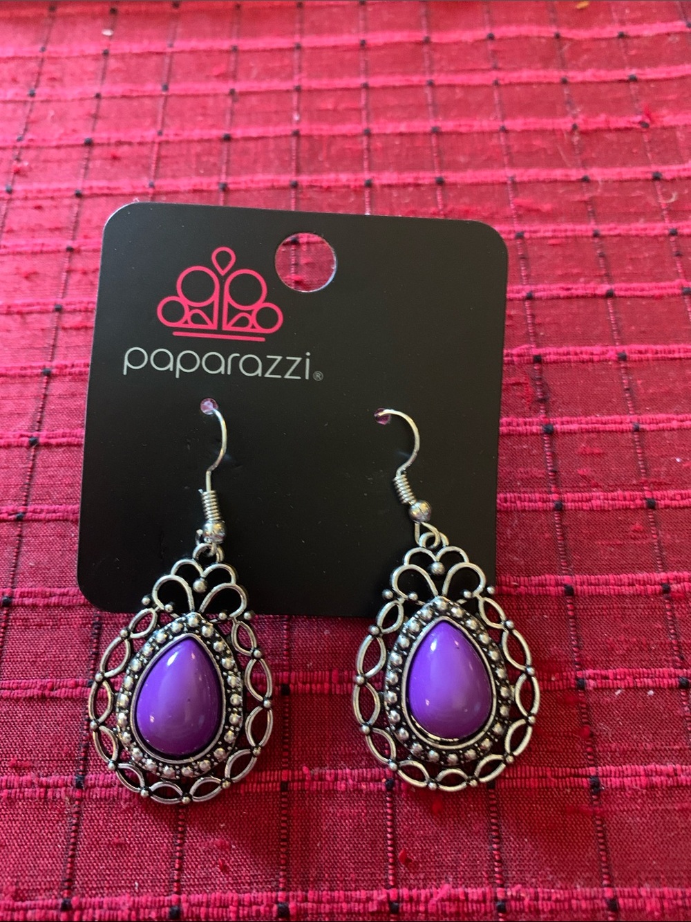 Paparazzi Purple Teardrop Filigree Dangle Earrings